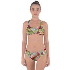 Fruit Blossom Gray Criss Cross Bikini Set