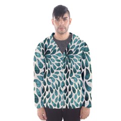 Teal Abstract Swirl Drops Hooded Windbreaker (men)