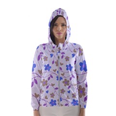 Blue Vintage Flowers Hooded Windbreaker (women)