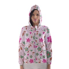 Pink Vintage Flowers Hooded Windbreaker (women)