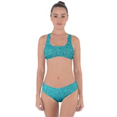 Aqua Glitter Criss Cross Bikini Set