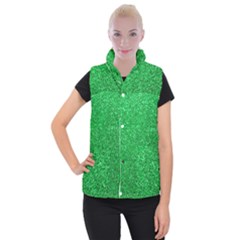 Green Glitter Women s Button Up Vest