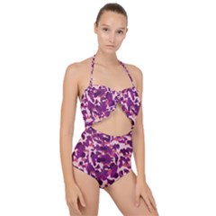 Pink Camo Scallop Top Cut Out Swimsuit