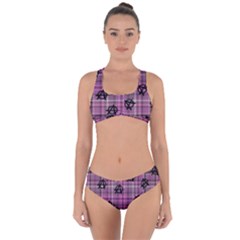 Pink  Plaid Anarchy Criss Cross Bikini Set