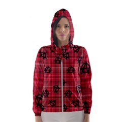 Red Plaid Anarchy Hooded Windbreaker (women)