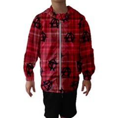 Red Plaid Anarchy Hooded Windbreaker (kids) by snowwhitegirl