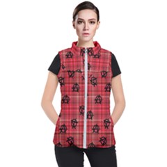 Red Plaid Anarchy Women s Puffer Vest