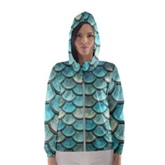 Aqua Mermaid Scale Hooded Windbreaker (women)