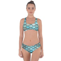Aqua Mermaid Scale Criss Cross Bikini Set