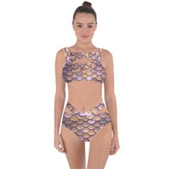 Copper Mermaid Scale Bandaged Up Bikini Set 