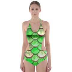 Green Mermaid Scale Cut-out One Piece Swimsuit by snowwhitegirl