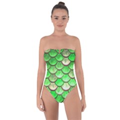 Green Mermaid Scale Tie Back One Piece Swimsuit