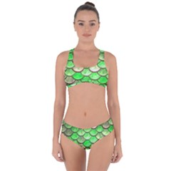 Green Mermaid Scale Criss Cross Bikini Set