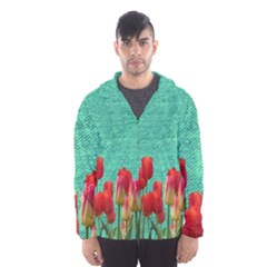 Green Denim Flowers Hooded Windbreaker (men)