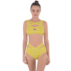 Yellow Sun Plaid Bandaged Up Bikini Set 