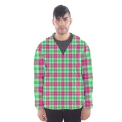 Pink Green Plaid Hooded Windbreaker (men)