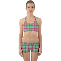 Pink Green Plaid Back Web Gym Set