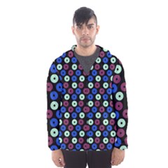 Eye Dots Blue Magenta Hooded Windbreaker (men)