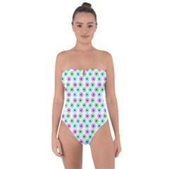 Eye Dots Green Violet Tie Back One Piece Swimsuit