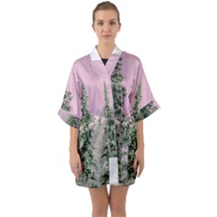 Winter Trees Pink Quarter Sleeve Kimono Robe by snowwhitegirl