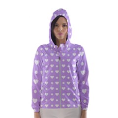 Hearts Dots Purple Hooded Windbreaker (women)