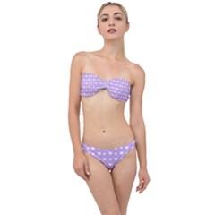 Hearts Dots Purple Classic Bandeau Bikini Set by snowwhitegirl