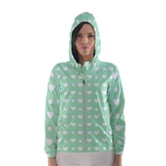 Hearts Dots Green Hooded Windbreaker (women)