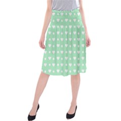 Hearts Dots Green Midi Beach Skirt