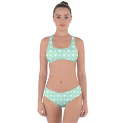 Hearts Dots Green Criss Cross Bikini Set