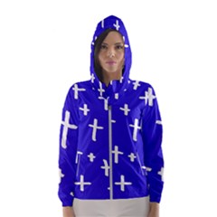 Blue White Cross Hooded Windbreaker (women)