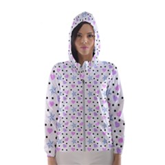 Hearts And Star Dot White Hooded Windbreaker (women)