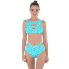 Hearts And Star Dot Blue Bandaged Up Bikini Set 