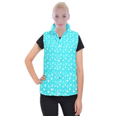 Hearts And Star Dot Blue Women s Button Up Vest