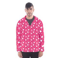 Hearts And Star Dot Pink Hooded Windbreaker (men)