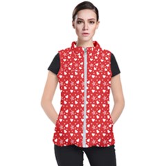 Hearts And Star Dot Red Women s Puffer Vest