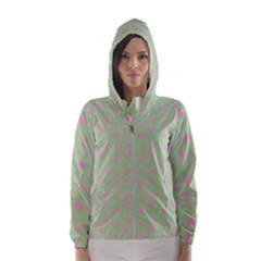 Hearts And Star Dot Green Hooded Windbreaker (women)