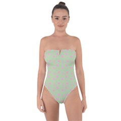 Hearts And Star Dot Green Tie Back One Piece Swimsuit