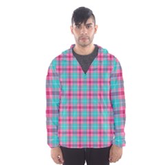 Blue Pink Plaid Hooded Windbreaker (men)