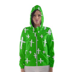 Green White Cross Hooded Windbreaker (women)