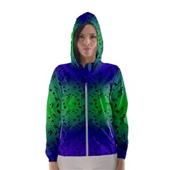 Blue Music Green Moon Hooded Windbreaker (women)