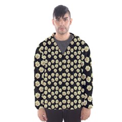 Antique Flowers Black Hooded Windbreaker (men)