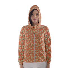 Antique Flowers Peach Hooded Windbreaker (women)