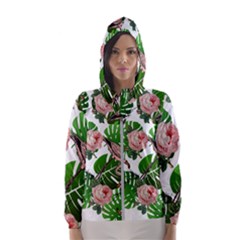 Flamingo Floral White Hooded Windbreaker (women)