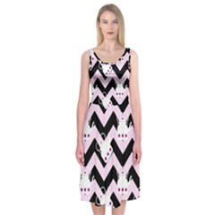 Pink Teapot Chevron Midi Sleeveless Dress by snowwhitegirl