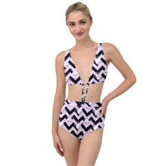 Pink Teapot Chevron Tied Up Two Piece Swimsuit by snowwhitegirl