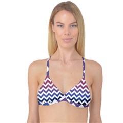 Pink Blue Black Ombre Chevron Reversible Tri Bikini Top