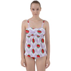 Watermelon Chevron Twist Front Tankini Set by snowwhitegirl