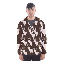Brown Deer Pattern Hooded Windbreaker (men) by snowwhitegirl