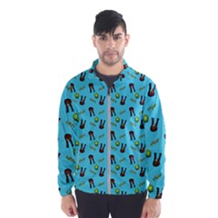 School Girl Pattern Blue Windbreaker (men)