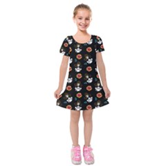 Girl With Dress Black Kids  Short Sleeve Velvet Dress by snowwhitegirl
